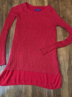 Apt. 9 Red Ribbed Sequin Sweater